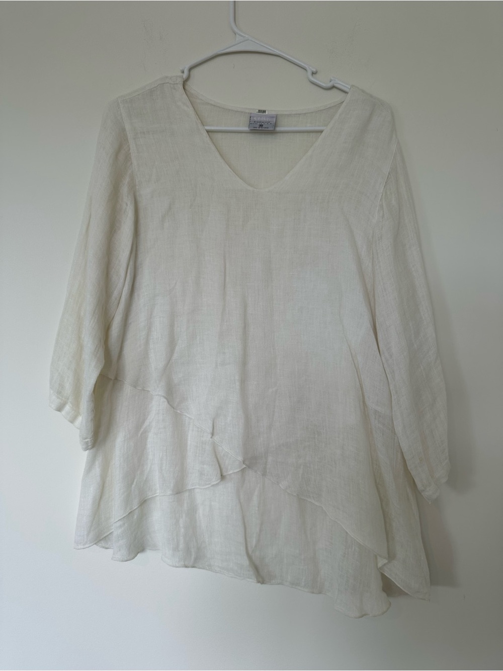 Click by Color Me Cotton XS Oversized Linen Layered Top Lagenlook Natural
